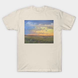 Orange Blue Sky Oil on Canvas T-Shirt